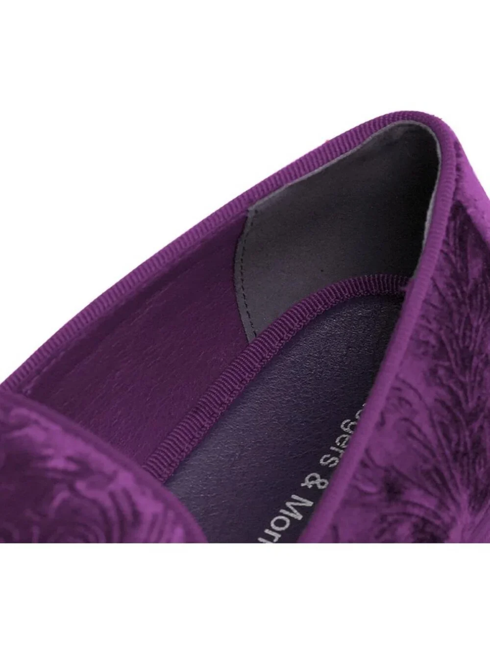 Rogers & Morris Men's Purple Velvet Loafers Metal Buckle Luxury Horsebit Shoes